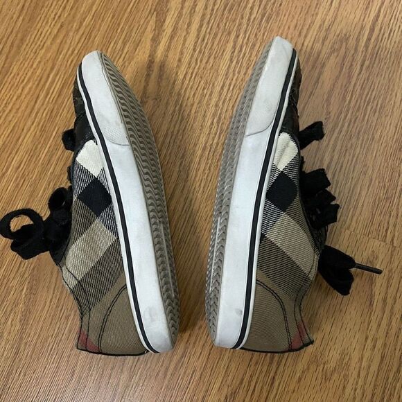 BURBERRY Kids canvas plaid brown lace up sneakers size US 11 EU 28 - Picture 8 of 9